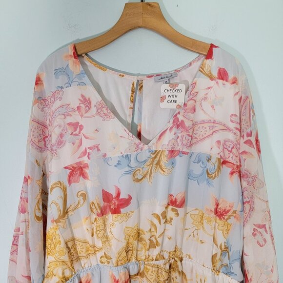 NWT White Birch Dress Multicolor Pastel Floral Size 1X Ruffle NEW - Picture 2 of 13